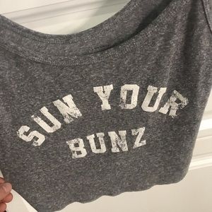 “Sun Your Bunz” heather gray cropped tank